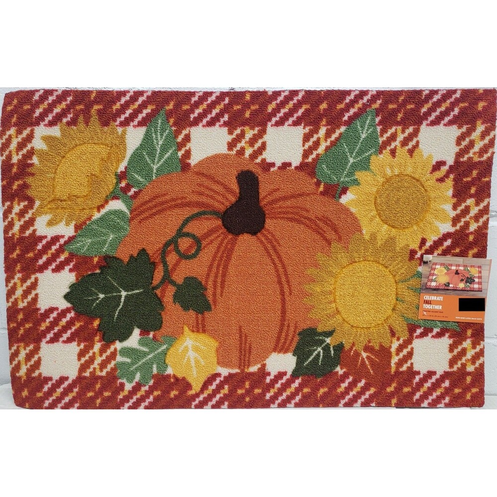ACCENT RUNNER RUG (20" x 30") HARVEST SUNFLOWERS, PUMPKINS & LEAVES, KO